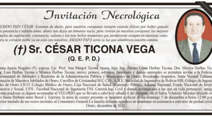 Invitación Necrológica para César Ticona Vega