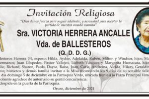 Invitación Religiosa para Victoria Herrera Ancalle