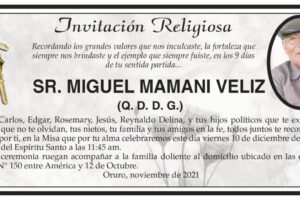 Invitación Religiosa para Miguel Mamani Veliz