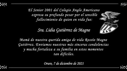 Necrológico de Lidia Gutiérrez de Magne