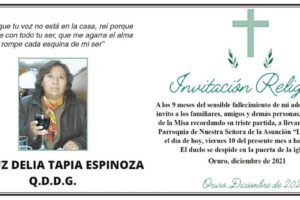 Invitación Religiosa para LIC. LUZ DELIA TAPIA ESPINOZA