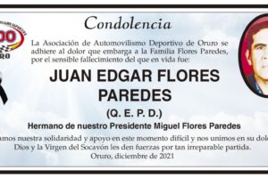 Condolencia por Juan Edgar Flores Paredes