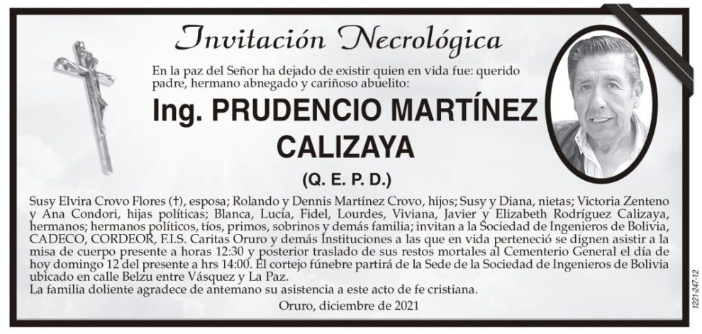 Ing. Prudencio Martínez Calizaya Q. E. P. D.