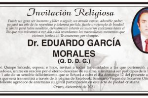 Invitación Religiosa en memoria del Dr. Eduardo García Morales