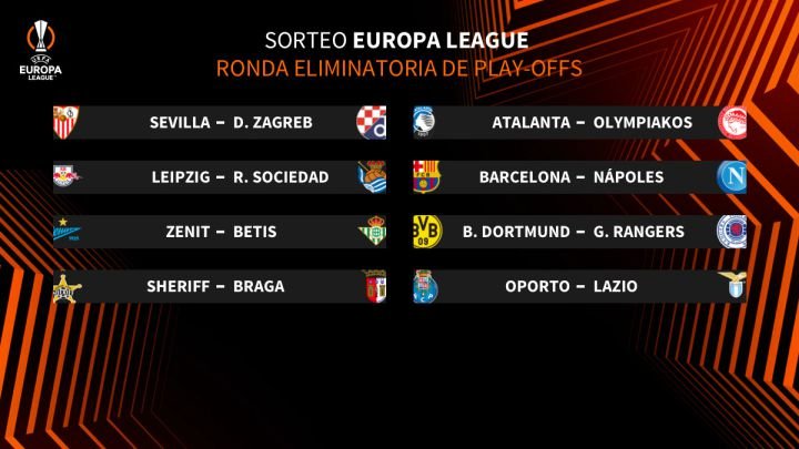 Las llaves de los playoffs de la Europa Ligue
