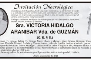 Invitación Necrológica de Victoria Hidalgo Aranibar