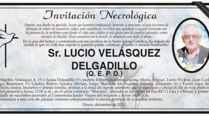 Invitación Necrológica: Lucio Velásquez Delgadillo
