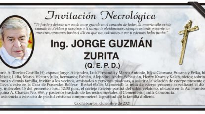 Invitación Necrológica: Ing. Jorge Guzmán Zurita