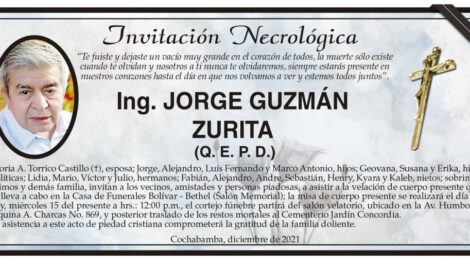 Invitación Necrológica: Ing. Jorge Guzmán Zurita