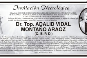 Invitación Necrológica: Dr. Adalid Vidal Montaño Araoz
