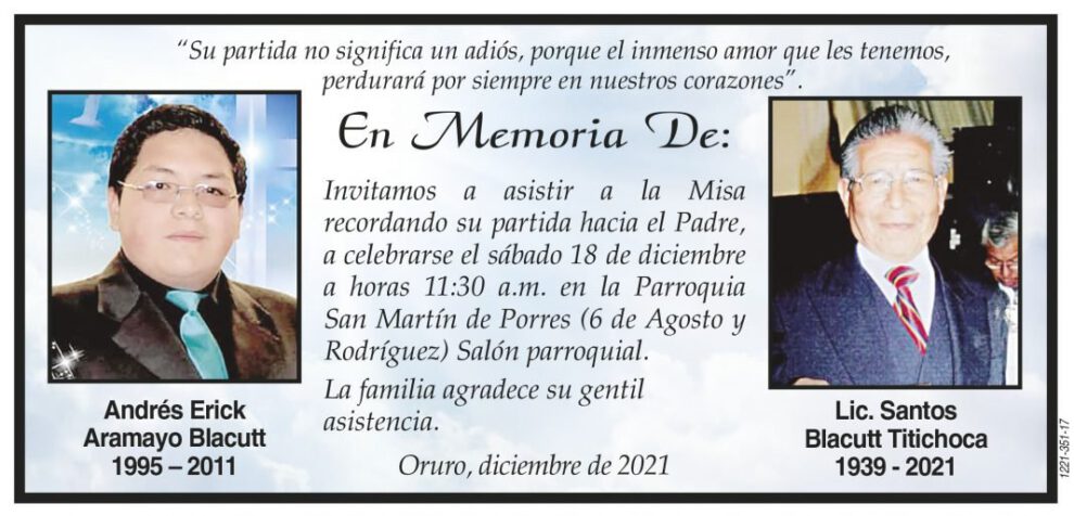 Andrés Erick Aramayo Blacutt en memoria