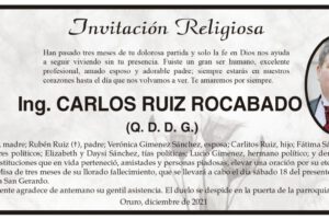 Invitación Religiosa para Ing. Carlos Ruiz Rocabado