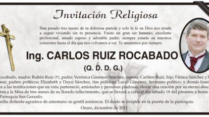 Invitación Religiosa para Ing. Carlos Ruiz Rocabado