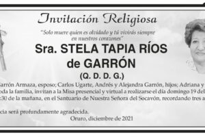 Invitación Religiosa para Stela Tapia Ríos