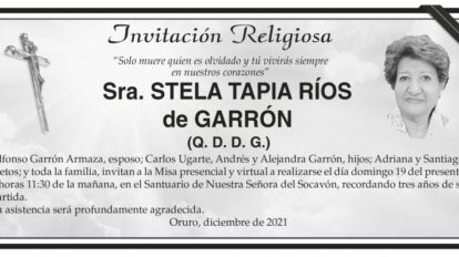 Invitación Religiosa para Stela Tapia Ríos