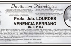 Invitación Necrológica Profa. Jub. LOURDES VENENCIA SERRANO