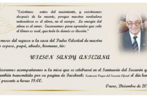 Invitación Religiosa para Wilson Sandy Antezana