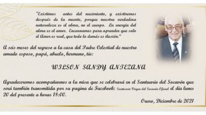 Invitación Religiosa para Wilson Sandy Antezana
