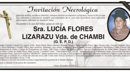 Invitación Necrológica de Lucía Flores Lizarazu