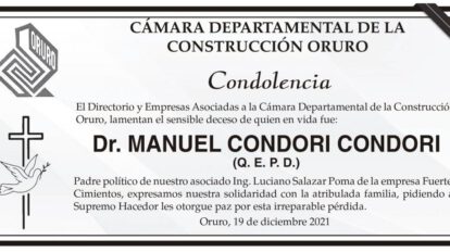 Condolencia por el fallecimiento del Dr. Manuel Condori Condori