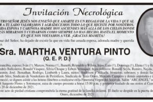 Invitación Necrológica de Martha Ventura Pinto