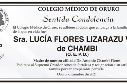 Condolencias por Lucía Flores Lizarazu