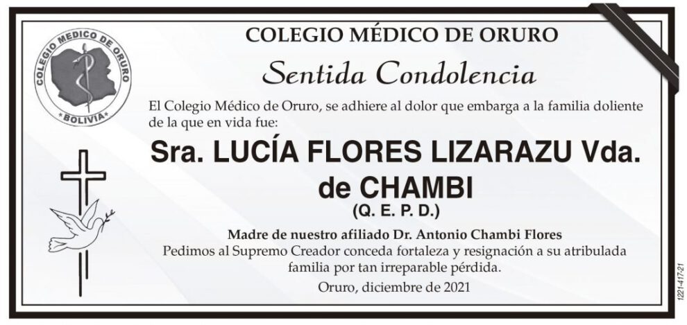 Condolencias por Lucía Flores Lizarazu