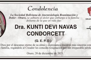 Condolencia por la Dra. Kunti Devi Navas Condorcett