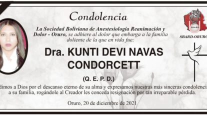 Condolencia por la Dra. Kunti Devi Navas Condorcett