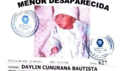 Datos de la bebé que presuntamente fue raptada