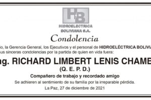 Condolencia por Richard Limbert Lenis Chambi