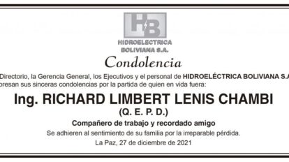 Condolencia por Richard Limbert Lenis Chambi