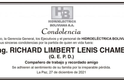 Condolencia por Richard Limbert Lenis Chambi