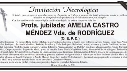Invitación Necrológica: Amelia Castro Méndez