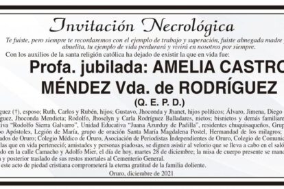 Invitación Necrológica: Amelia Castro Méndez