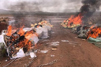 Contrabando en Tambo Quemado incinerado por el Comando Estratégico Operacional