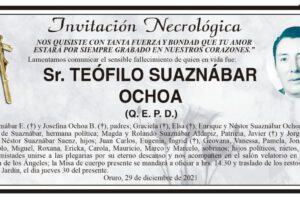Invitación Necrológica: Sr. Teófilo Suaznábar Ochoa