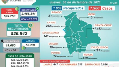 Datos de casos de coronavirus en Bolivia