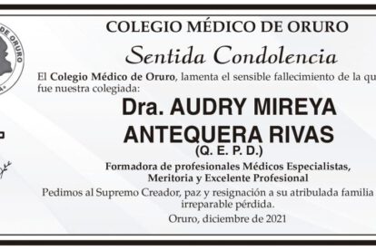 Dra. Audry Mireya Antequera Rivas Q. E. P. D.