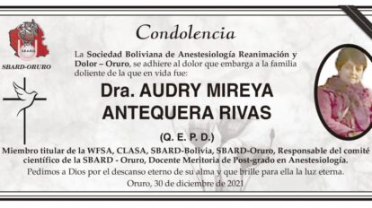 Condolencia por Audry Mireya Antequera Rivas