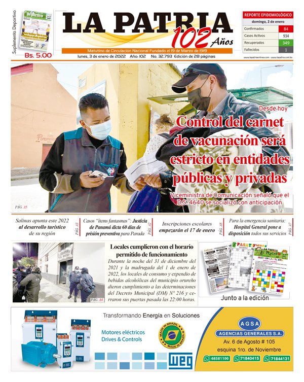 Edición impresa La Patria