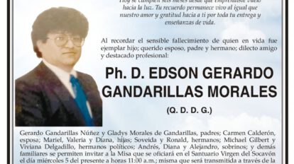 Ph. D. Edson Gerardo Gandarillas Morales, invitación religiosa