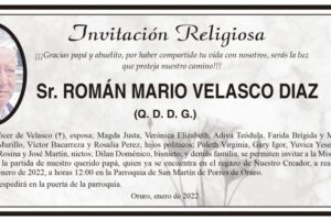 Invitación Religiosa para Román Mario Velasco Díaz