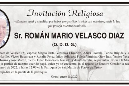 Invitación Religiosa para Román Mario Velasco Díaz