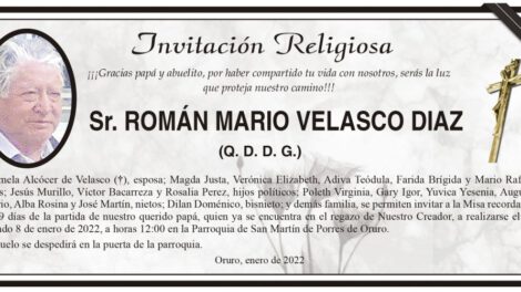 Invitación Religiosa para Román Mario Velasco Díaz