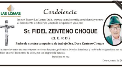 Condolencia por Fidel Zenteno Choque