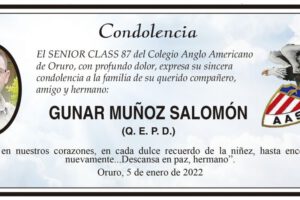 Condolencia por Gunar Muñoz Salomón