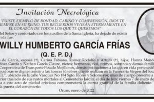 Invitación Necrológica: Ing. Willy Humberto García Frías