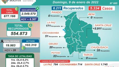 Reporte actualizado de la pandemia por Covid-19 en Bolivia