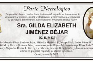 Parte Necrológico de Gilda Elizabeth Jiménez Béjar